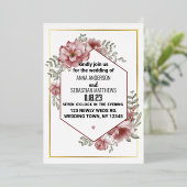 Elegant Neutral Waterverf Floral Wedding Folie Uitnodiging (Staand Voorkant)
