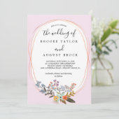 Elegant Neutral Waterverf Floral Wedding | Goud F Kaart (Staand voorkant)