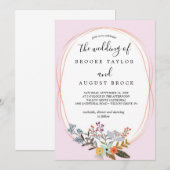 Elegant Neutral Waterverf Floral Wedding | Goud F Kaart (Voorkant / Achterkant)