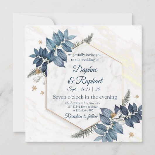 Elegant Neutral Waterverf Floral Wedding | Goud F Kaart (Voorkant)