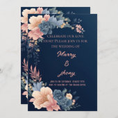 Elegant Neutral Waterverf Floral Wedding Kaart (Voorkant / Achterkant)