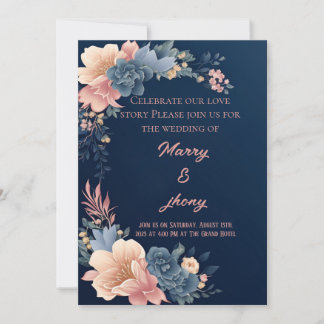 Elegant Neutral Waterverf Floral Wedding Kaart