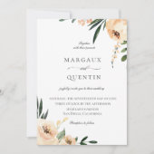 Elegant Neutral Waterverf Floral Wedding Kaart (Voorkant)