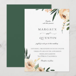 Elegant Neutral Waterverf Floral Wedding Kaart
