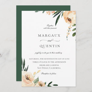 Elegant Neutral Waterverf Floral Wedding Kaart