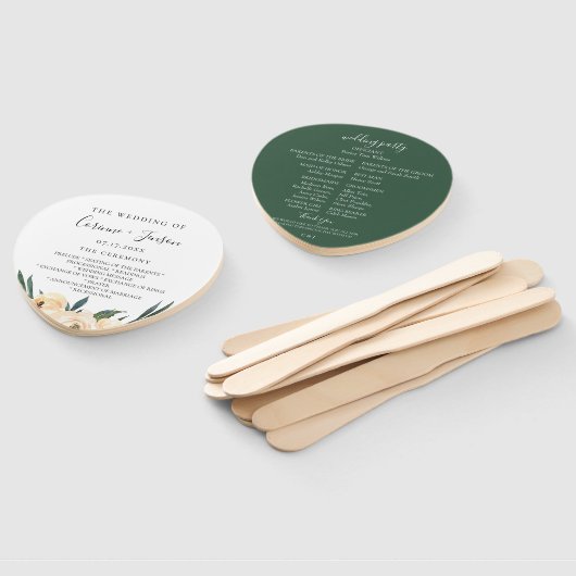 Elegant Neutral Waterverf Floral Wedding Programme Handwaaier (Niet-gemonteerd)