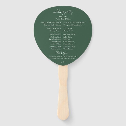 Elegant Neutral Waterverf Floral Wedding Programme Handwaaier (Achterkant)