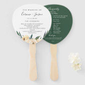 Elegant Neutral Waterverf Floral Wedding Programme Handwaaier (Voorkant en achterkant)