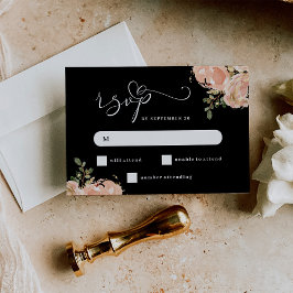 Elegant Neutral Waterverf Floral Wedding RSVP Kaartje