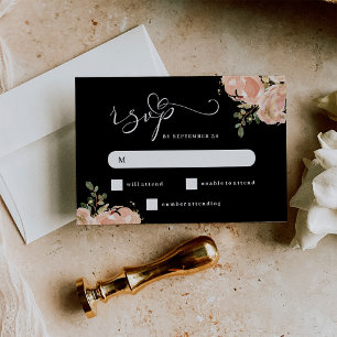 Elegant Neutral Waterverf Floral Wedding RSVP Kaartje
