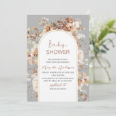 Elegant Neutral Waterverf Flowers Baby shower Kaart (Staand voorkant)