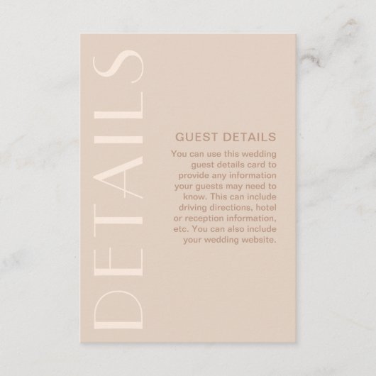 Elegant Neutral Wedding Guest Informatiekaartje (Voorkant)