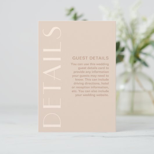 Elegant Neutral Wedding Guest Informatiekaartje (Staand voorkant)