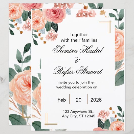 Elegant Neutral Wedding Invitation | Fully Editab (Voorkant / Achterkant)
