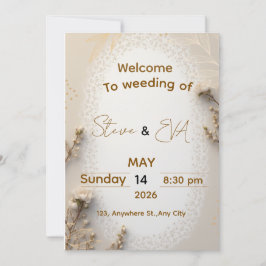 Elegant Neutral Wedding Invitation in Brown & Beig Kaart
