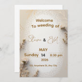 Elegant Neutral Wedding Invitation in Brown & Beig Kaart (Voorkant / Achterkant)