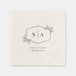Elegant Neutral Wedding Monogram Servet