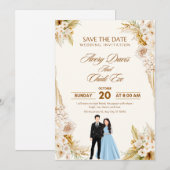 Elegant Neutral Wedding Template Kaart (Voorkant / Achterkant)