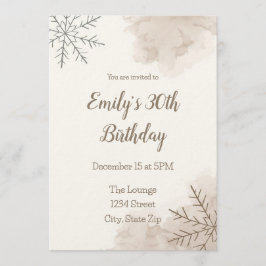 Elegant Neutral Winter 30th Birthday Invitation Kaart