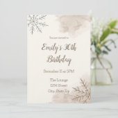 Elegant Neutral Winter 30th Birthday Invitation Kaart (Staand voorkant)