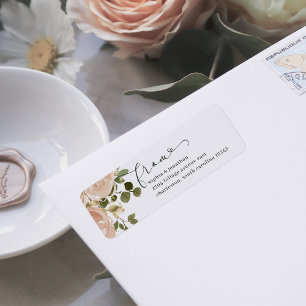 Elegant Neutrale Waterverf en Gold Floral Wedding Etiket