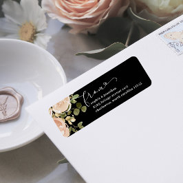Elegant Neutrale Waterverf en Gold Floral Wedding Etiket