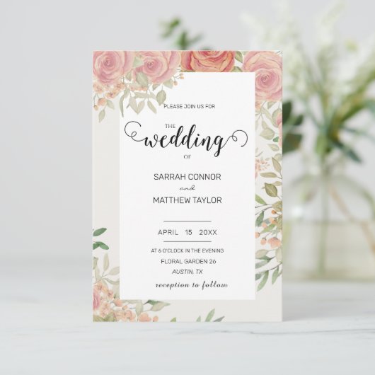 Elegant Neutrale Waterverf Floral Kaart (Staand voorkant)