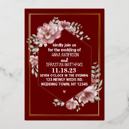 Elegant Neutrale Waterverf Floral Wedding Folie I Folie Uitnodiging