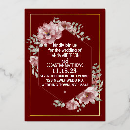 Elegant Neutrale Waterverf Floral Wedding Folie I Folie Uitnodiging