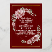 Elegant Neutrale Waterverf Floral Wedding Folie I Folie Uitnodiging (Voorkant)