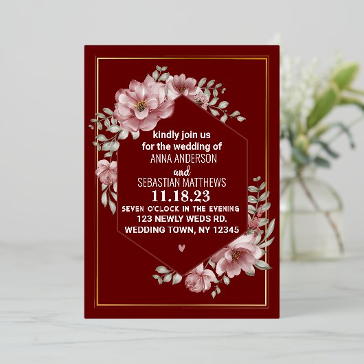 Elegant Neutrale Waterverf Floral Wedding Folie I Folie Uitnodiging (Staand Voorkant)