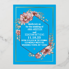 Elegant Neutrale Waterverf Floral Wedding Folie I Folie Uitnodiging