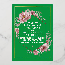 Elegant Neutrale Waterverf Floral Wedding Folie I Uitnodiging