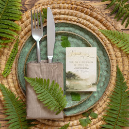 Elegant neutrale waterverf Soft Landscape bruiloft Folie Uitnodiging