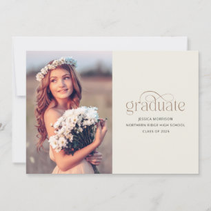 Elegant Neutrals Modern 1-Photo Graduparty Kaart
