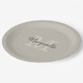 Elegant Neutrals Naam en Initiaal Monogram Papieren Bordje (Gekanteld)