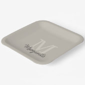 Elegant Neutrals Naam en Initiaal Monogram Papieren Bordje (Gebogen)
