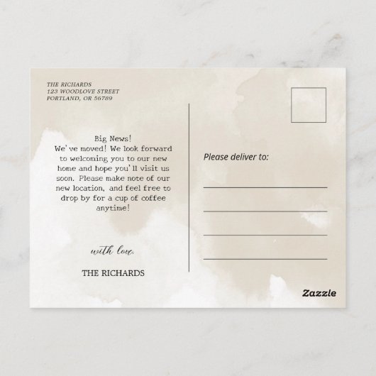 Elegant New Address Moving Announcement Briefkaart (Achterkant)