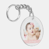 Elegant New Baby Girl Datum geboorte Foto's keepom Sleutelhanger (Voorkant Links)