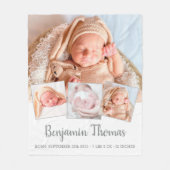 Elegant New Baby op maat 4 Foto Collage Fleece Deken (Voorkant)