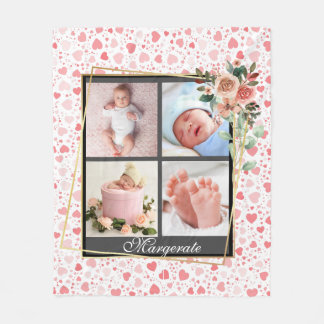 Elegant New Baby op maat 4 Foto Collage Fleece Deken