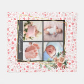 Elegant New Baby op maat 4 Foto Collage Fleece Deken (Voorkant (Horizontaal))