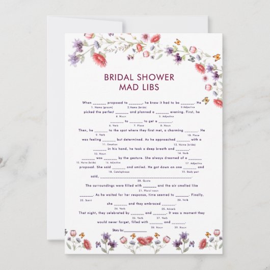 Elegant New Chapter Begins Bridal Shower Mad Libs (Voorkant)
