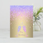 ELEGANT New crystal diamant bruiloft lila Gold Kaart (Staand voorkant)