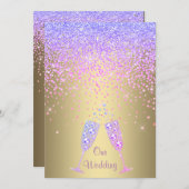 ELEGANT New crystal diamant bruiloft lila Gold Kaart (Voorkant / Achterkant)