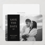 Elegant New Date Moderne Script Photo Black White Save The Date (Voorkant / Achterkant)
