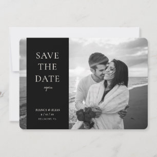 Elegant New Date Moderne Script Photo Black White Save The Date
