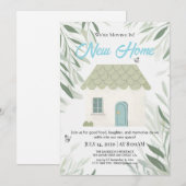 Elegant New Home Moving In Invitation Botanical Gr Kaart (Voorkant / Achterkant)