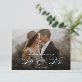 Elegant New Mr en Mrs Wedding Bedankkaart (Staand voorkant)