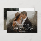 Elegant New Mr en Mrs Wedding Bedankkaart (Voorkant / Achterkant)